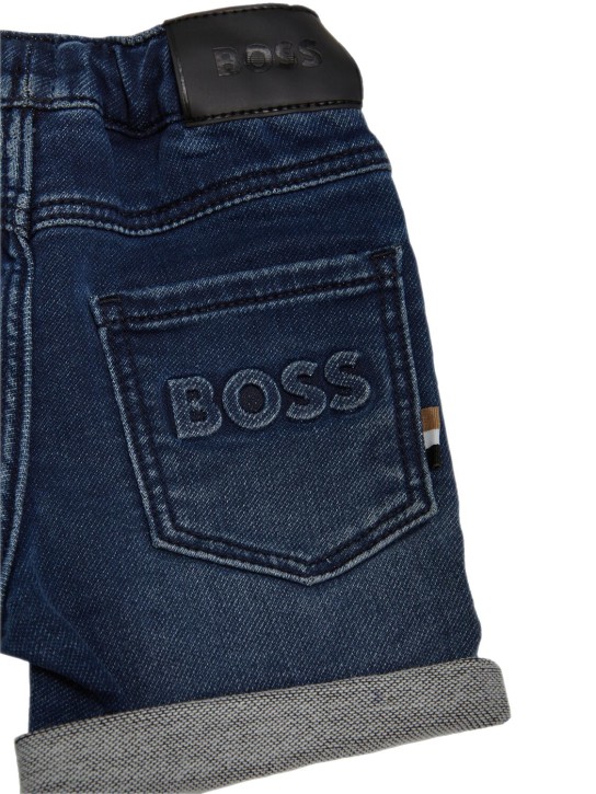 Boss: Stretch denim effect shorts - Denim - kids-boys_1 | Luisa Via Roma