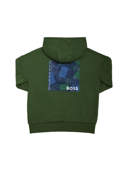Boss: Hoodie aus Baumwollmischfleece - Grün - kids-boys_1 | Luisa Via Roma