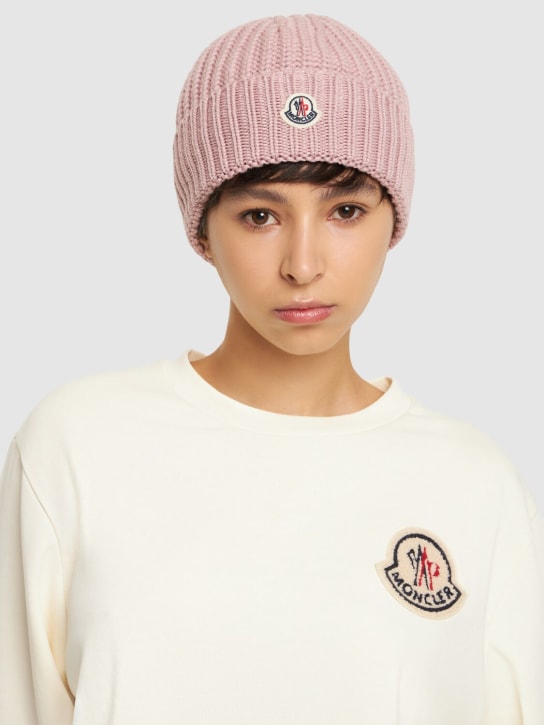 Moncler: Cappello in lana tricot - Open Pink - women_1 | Luisa Via Roma
