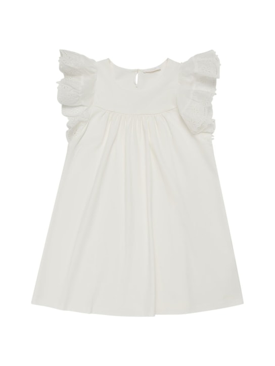 Chloé: Cotton dress - Off-White - kids-girls_0 | Luisa Via Roma