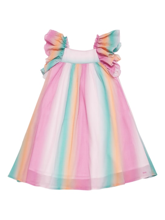 Chloé: Vestido de crepé de algodón - Multicolor - kids-girls_0 | Luisa Via Roma
