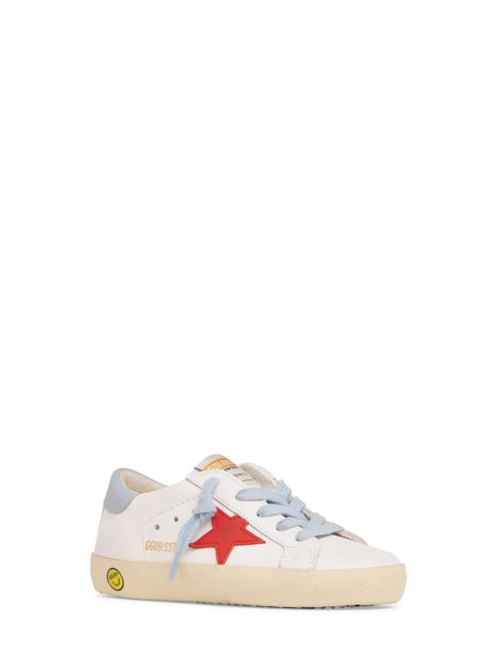 Golden Goose: Super-Star leather lace-up sneakers - Red/White/Blue - kids-boys_1 | Luisa Via Roma