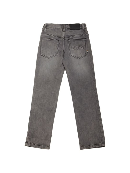 Boss: Cotton denim stretch jeans - Grey - kids-boys_1 | Luisa Via Roma