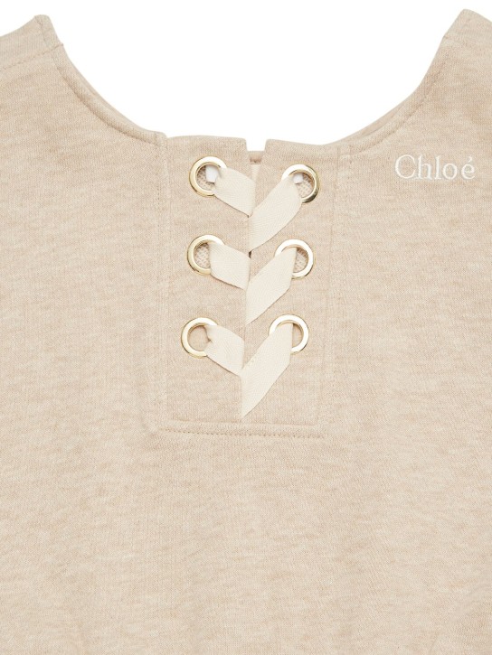 Chloé: Cotton jumpsuit - Beige - kids-girls_1 | Luisa Via Roma