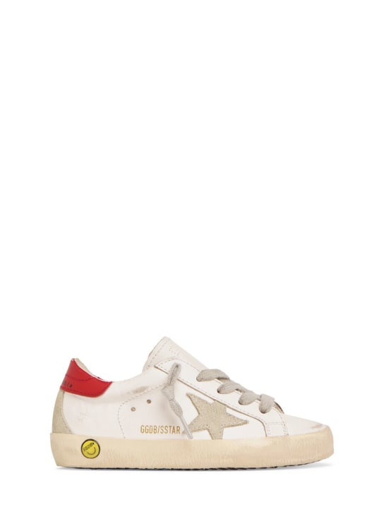 Golden Goose: Sneakers Super-Star de piel con cordones - Blanco - kids-girls_0 | Luisa Via Roma