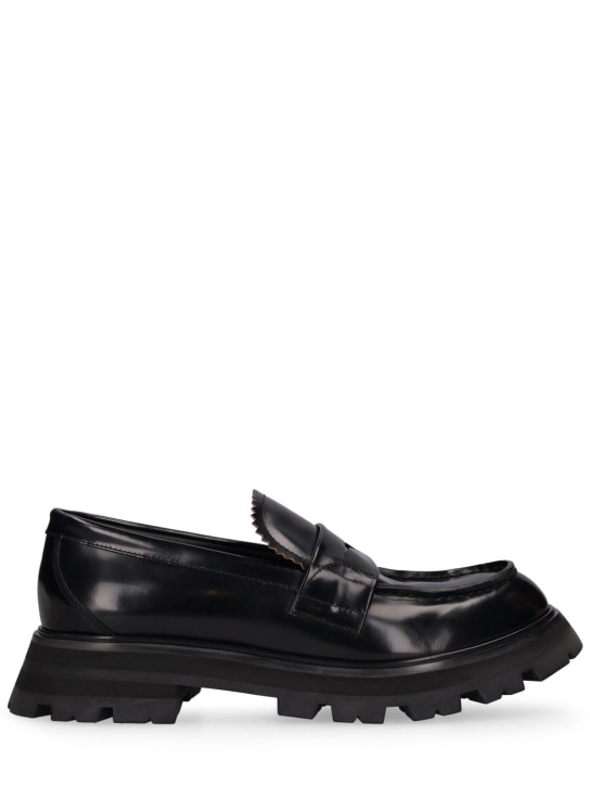 Alexander McQueen: 45mm Wander brushed leather loafers - Black - women_0 | Luisa Via Roma