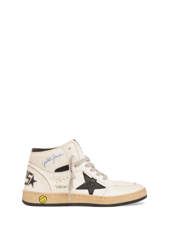 Golden Goose: Sky Star leather lace-up sneakers - White - kids-boys_0 | Luisa Via Roma