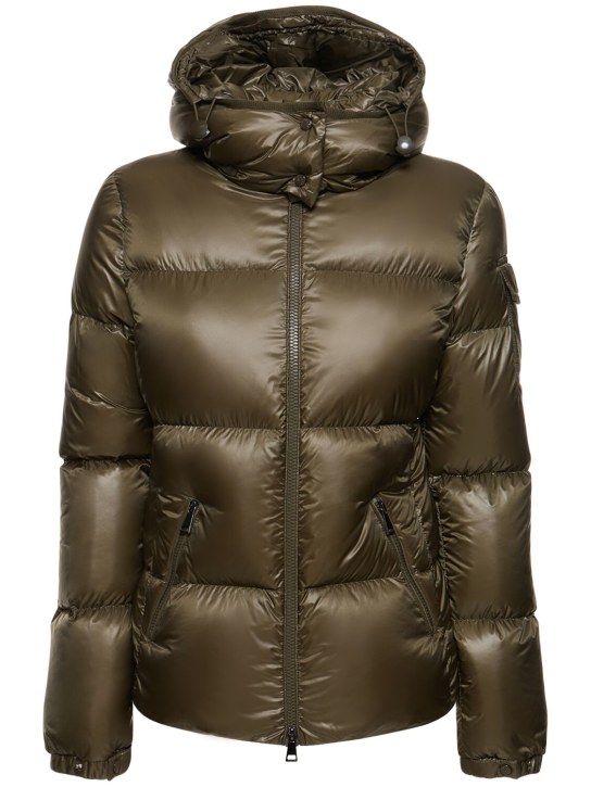 Moncler: Fourmine nylon down jacket - Olive Green - women_0 | Luisa Via Roma