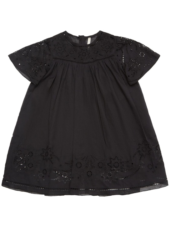 Chloé: Embroidered cotton dress - Black - kids-girls_0 | Luisa Via Roma