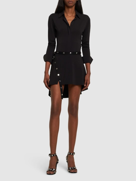 The Attico: Stretch jersey asymmetric mini skirt - Black - women_1 | Luisa Via Roma