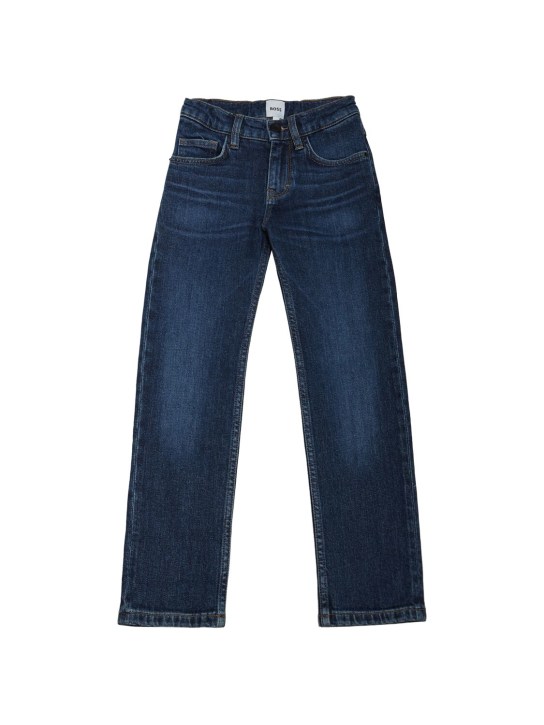 Boss: Jeans de denim de algodón stretch - Denim - kids-boys_0 | Luisa Via Roma