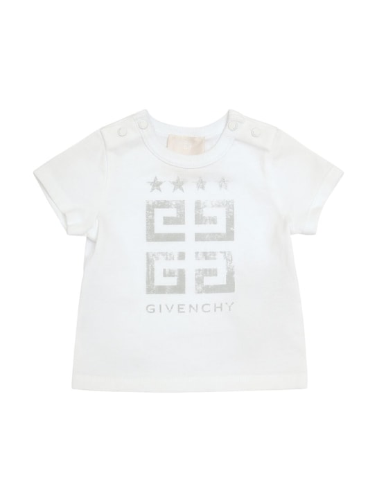 Givenchy: 코튼 저지 티셔츠, 쇼츠, 반다나 - 화이트 - kids-boys_1 | Luisa Via Roma