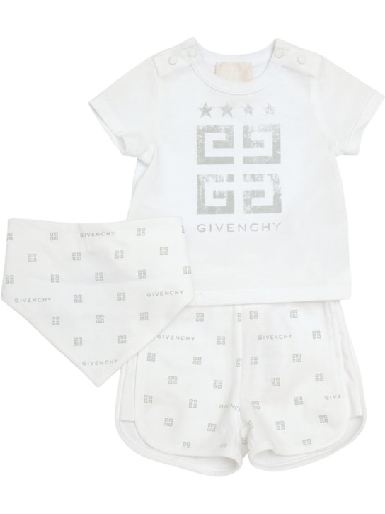 Givenchy: Cotton jersey t-shirt, shorts & bandana - White - kids-boys_0 | Luisa Via Roma