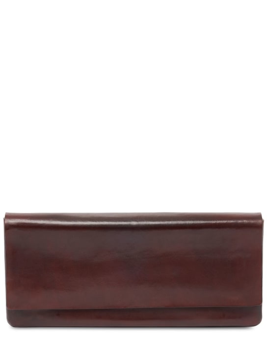 Max Mara: Leather clutch - Dark Brown - women_0 | Luisa Via Roma