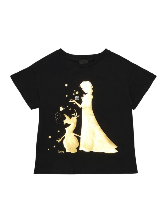 Givenchy: 코튼 저지 티셔츠 - 블랙 - kids-girls_0 | Luisa Via Roma