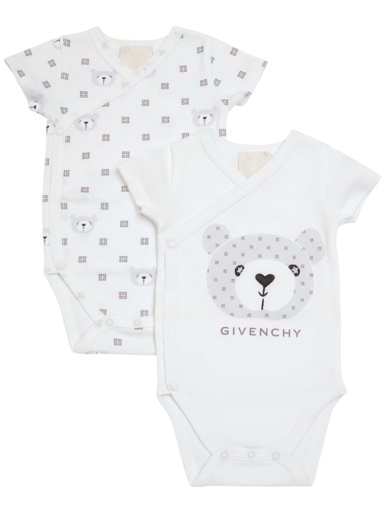 Givenchy: Set of 2 cotton jersey bodysuits - White - kids-girls_0 | Luisa Via Roma