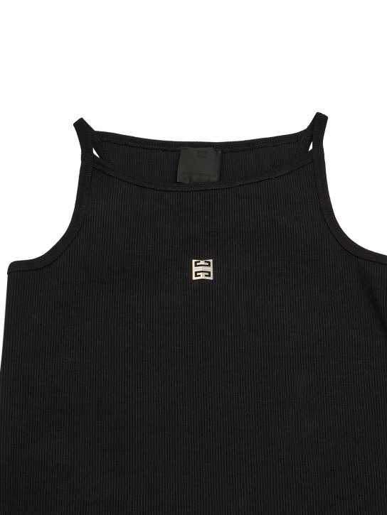 Givenchy: Vestido de algodón con logo - Negro - kids-girls_1 | Luisa Via Roma