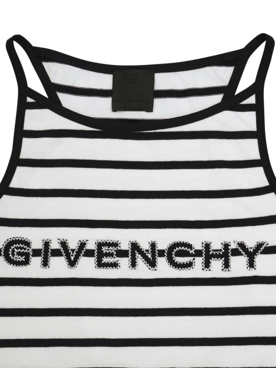 Givenchy: 스트라이프 코튼 저지 탱크탑 - 블랙/화이트 - kids-girls_1 | Luisa Via Roma