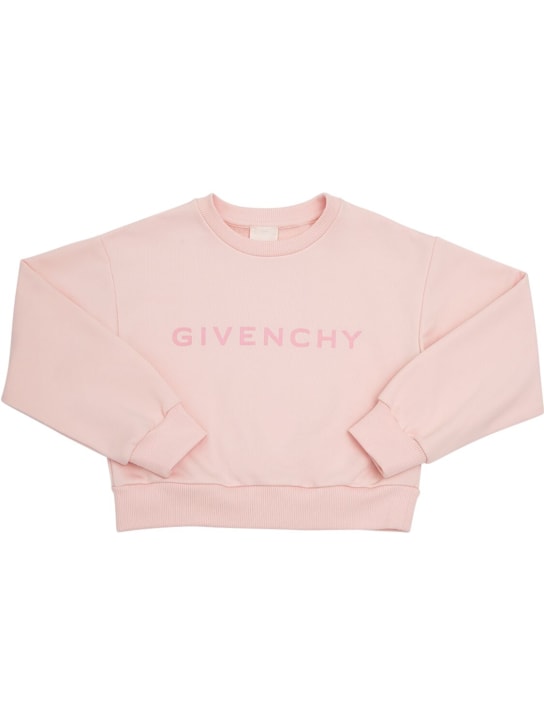 Givenchy: 코튼 혼방 로고 스웻셔츠 - 핑크 - kids-girls_0 | Luisa Via Roma