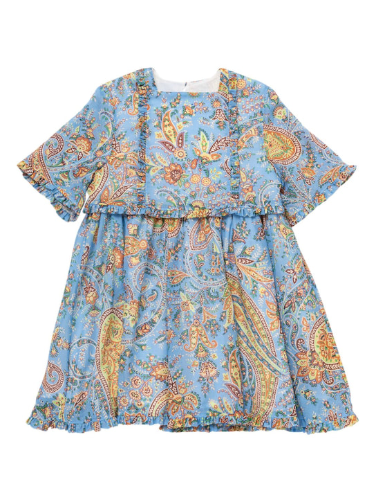 Etro: Printed cotton muslin dress - Blue/Multi - kids-girls_0 | Luisa Via Roma