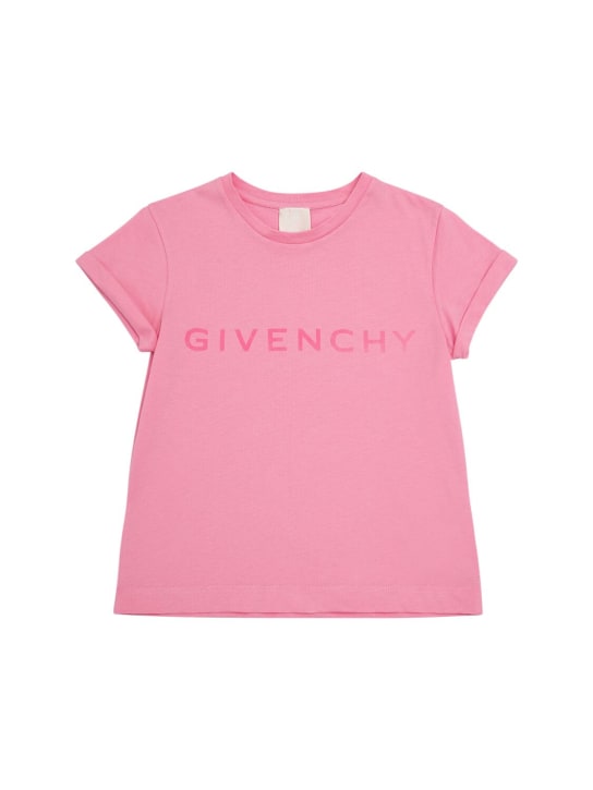 Givenchy: 코튼 저지 티셔츠 - 핑크 - kids-girls_0 | Luisa Via Roma