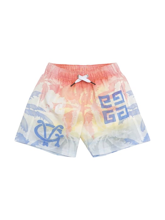 Givenchy: Logo printed swim shorts - Multicolor - kids-boys_0 | Luisa Via Roma