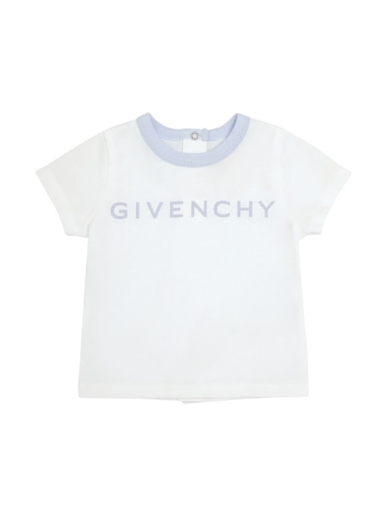 Givenchy: Camiseta y pelele de jersey de algodón - Azul Claro - kids-boys_1 | Luisa Via Roma