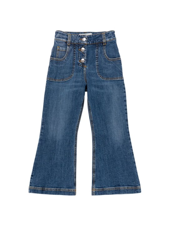Etro: Cotton denim flared jeans - Denim - kids-girls_0 | Luisa Via Roma