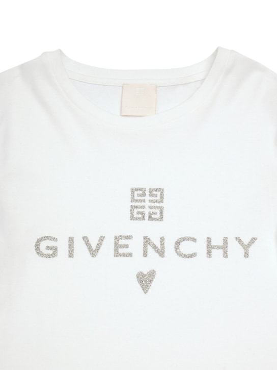 Givenchy: Baumwollkleid mit Paillettenärmeln - Weiß - kids-girls_1 | Luisa Via Roma