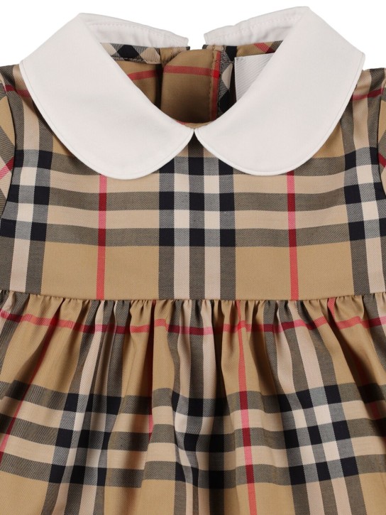 Burberry: Vestito in popeline di cotone check - Beige - kids-girls_1 | Luisa Via Roma