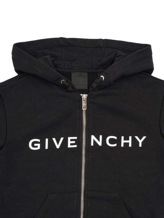 Givenchy: Hooded cotton blend sweatshirt - Black - kids-boys_1 | Luisa Via Roma