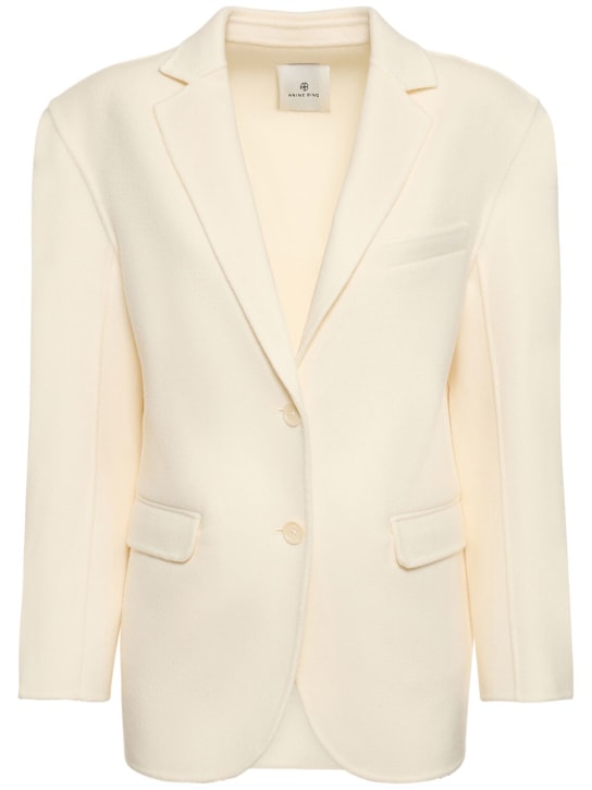 ANINE BING: Quinn wool & cashmere blazer - White - women_0 | Luisa Via Roma