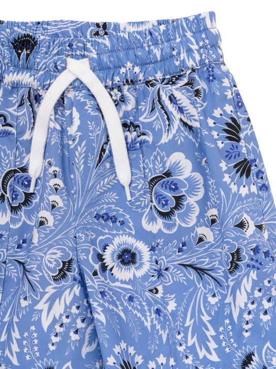 Etro: Printed cotton poplin shorts - Blue - kids-boys_1 | Luisa Via Roma