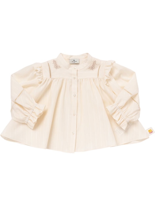 Etro: Camisa de lino y algodón - Marfil - kids-girls_0 | Luisa Via Roma