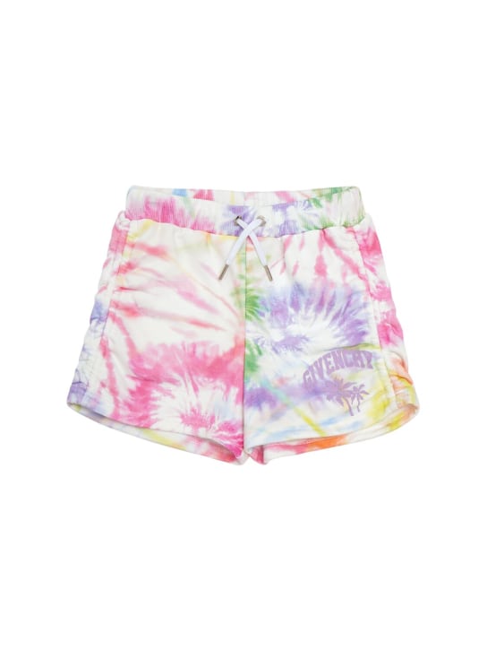 Givenchy: Shorts in misto cotone con stampa - Multicolore - kids-girls_0 | Luisa Via Roma