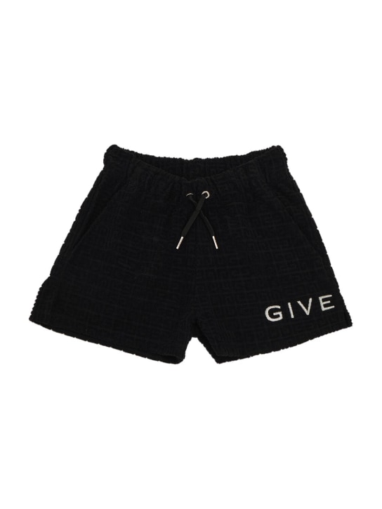 Givenchy: Terry jacquard shorts - Black - kids-girls_0 | Luisa Via Roma