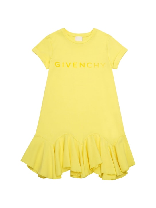 Givenchy: Robe en coton interlock - Jaune - kids-girls_0 | Luisa Via Roma