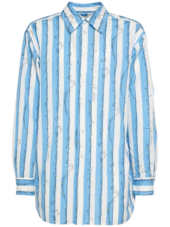 Bottega Veneta: Swimmers printed light cotton shirt - Admiral - men_0 | Luisa Via Roma