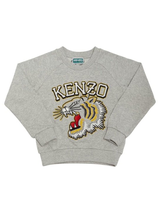 Kenzo Kids: Sweat-shirt en coton à col rond - Gris - kids-boys_0 | Luisa Via Roma