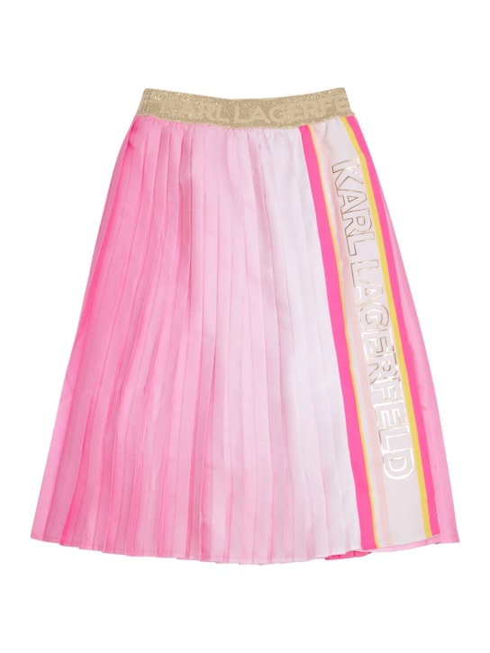 Karl Lagerfeld: Pleated midi skirt w/ logo - Pink/White - kids-girls_0 | Luisa Via Roma