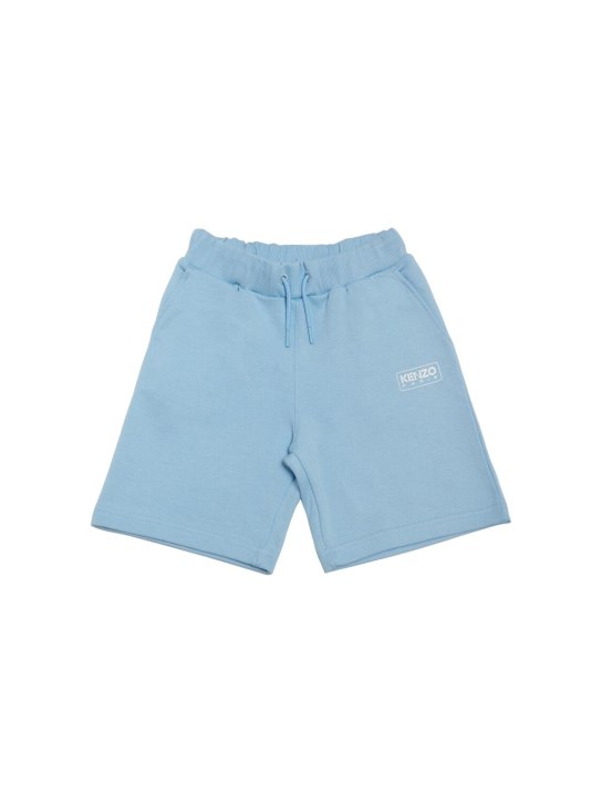 Kenzo Kids: Cotton terry sweat shorts - Light Blue - kids-boys_0 | Luisa Via Roma