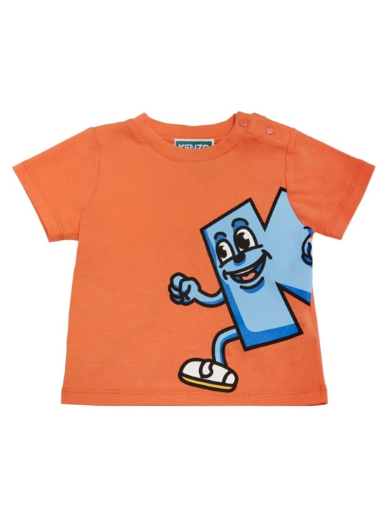 Kenzo Kids: Cotton t-shirt & shorts - Orange - kids-boys_1 | Luisa Via Roma
