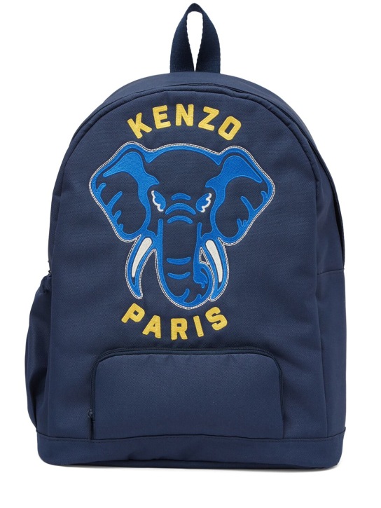 Kenzo Kids: Embroidered logo canvas backpack - Multicolor - kids-girls_0 | Luisa Via Roma