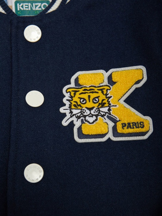Kenzo Kids: Wool blend varsity jacket - Navy - kids-boys_1 | Luisa Via Roma