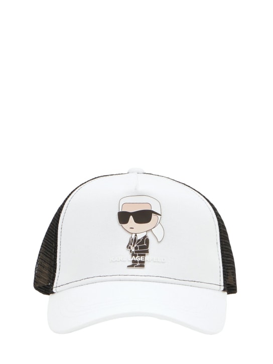 Karl Lagerfeld: Cotton twill & mesh baseball cap - White - kids-girls_0 | Luisa Via Roma