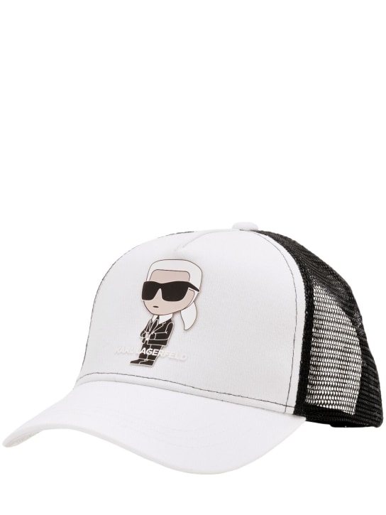 Karl Lagerfeld: Cotton twill & mesh baseball cap - White - kids-girls_1 | Luisa Via Roma