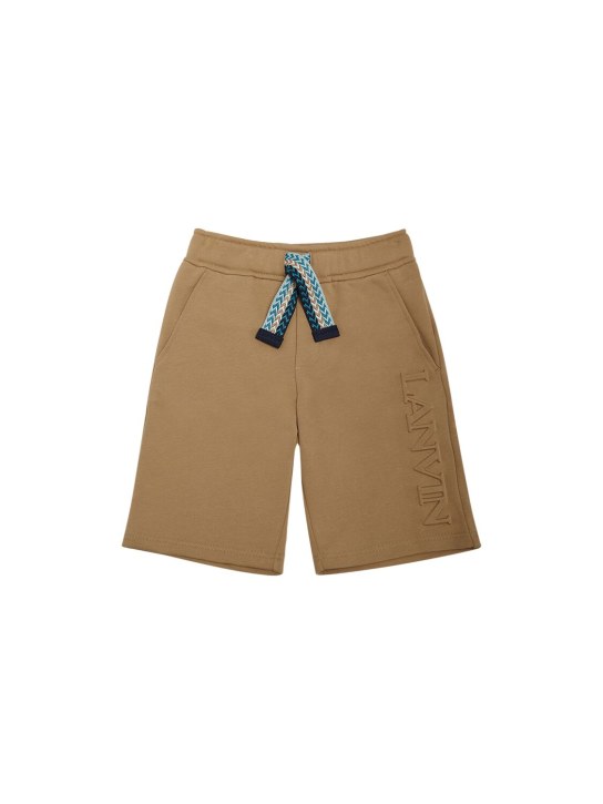 Lanvin: Shorts in felpa di cotone - Marrone Chiaro - kids-boys_0 | Luisa Via Roma