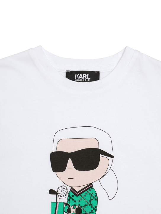 Karl Lagerfeld: 棉质平纹针织T恤 - 白色 - kids-girls_1 | Luisa Via Roma