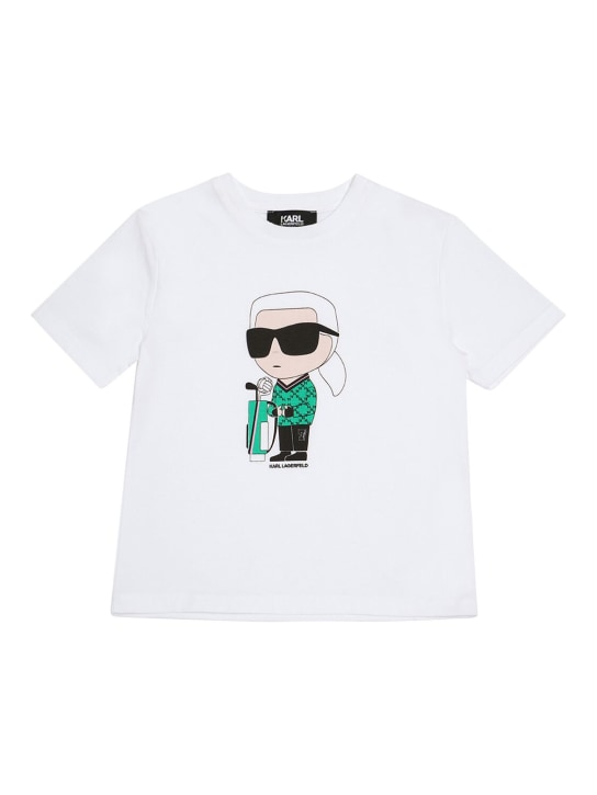 Karl Lagerfeld: Camiseta de algodón jersey - Blanco - kids-girls_0 | Luisa Via Roma