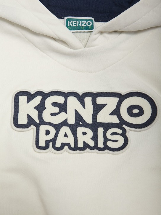 Kenzo Kids: Cotton fleece hoodie - Off-White - kids-boys_1 | Luisa Via Roma